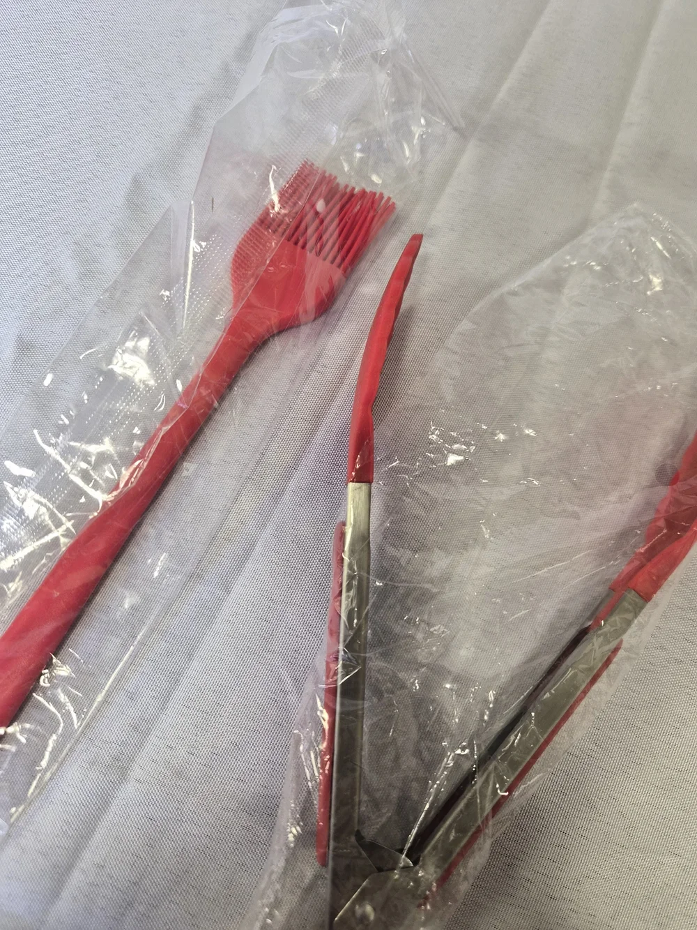 Red Silicone Basting Brush and Tongs Set - Home Party Supplies